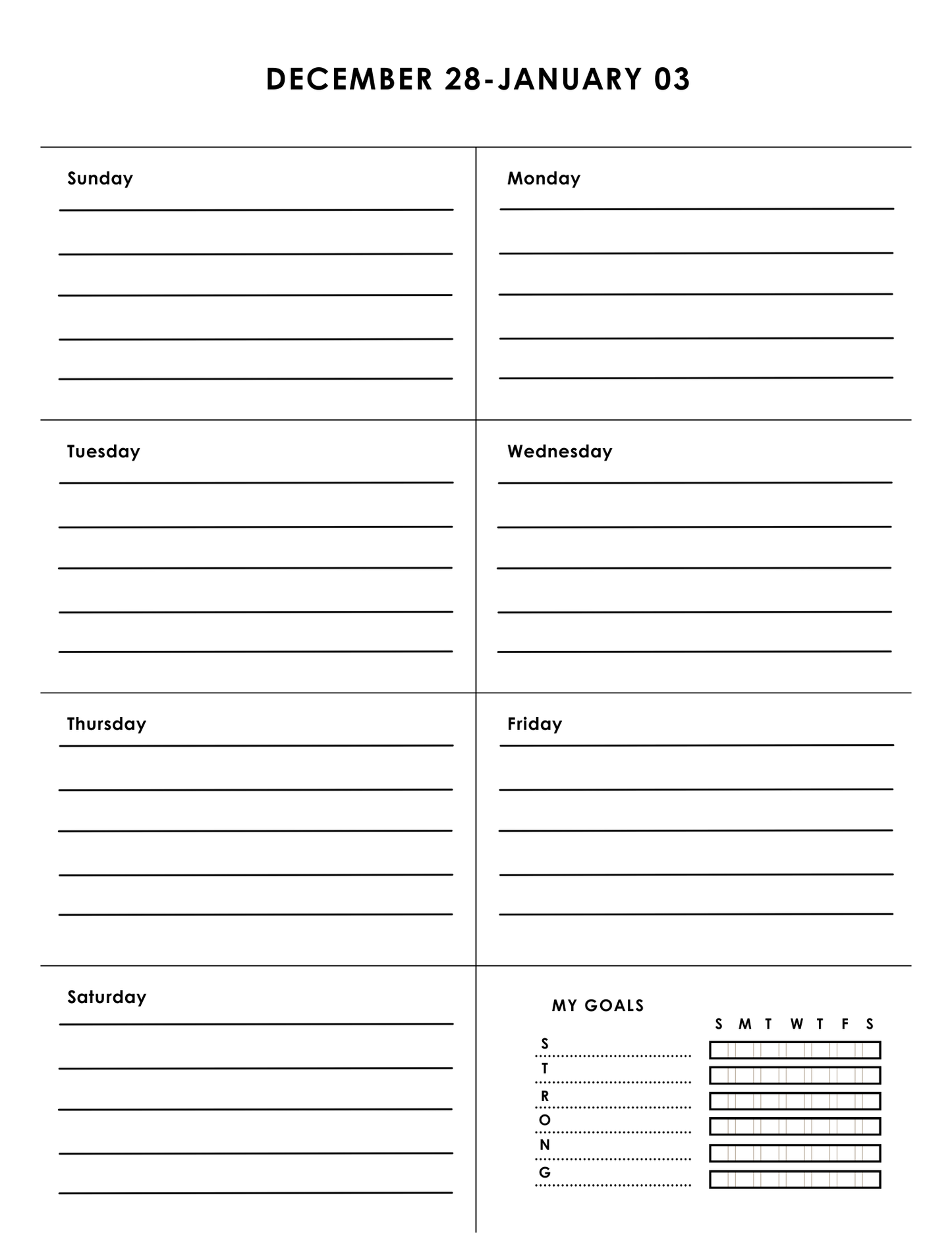 S.T.R.O.N.G. Goals and December Family Planning Tools