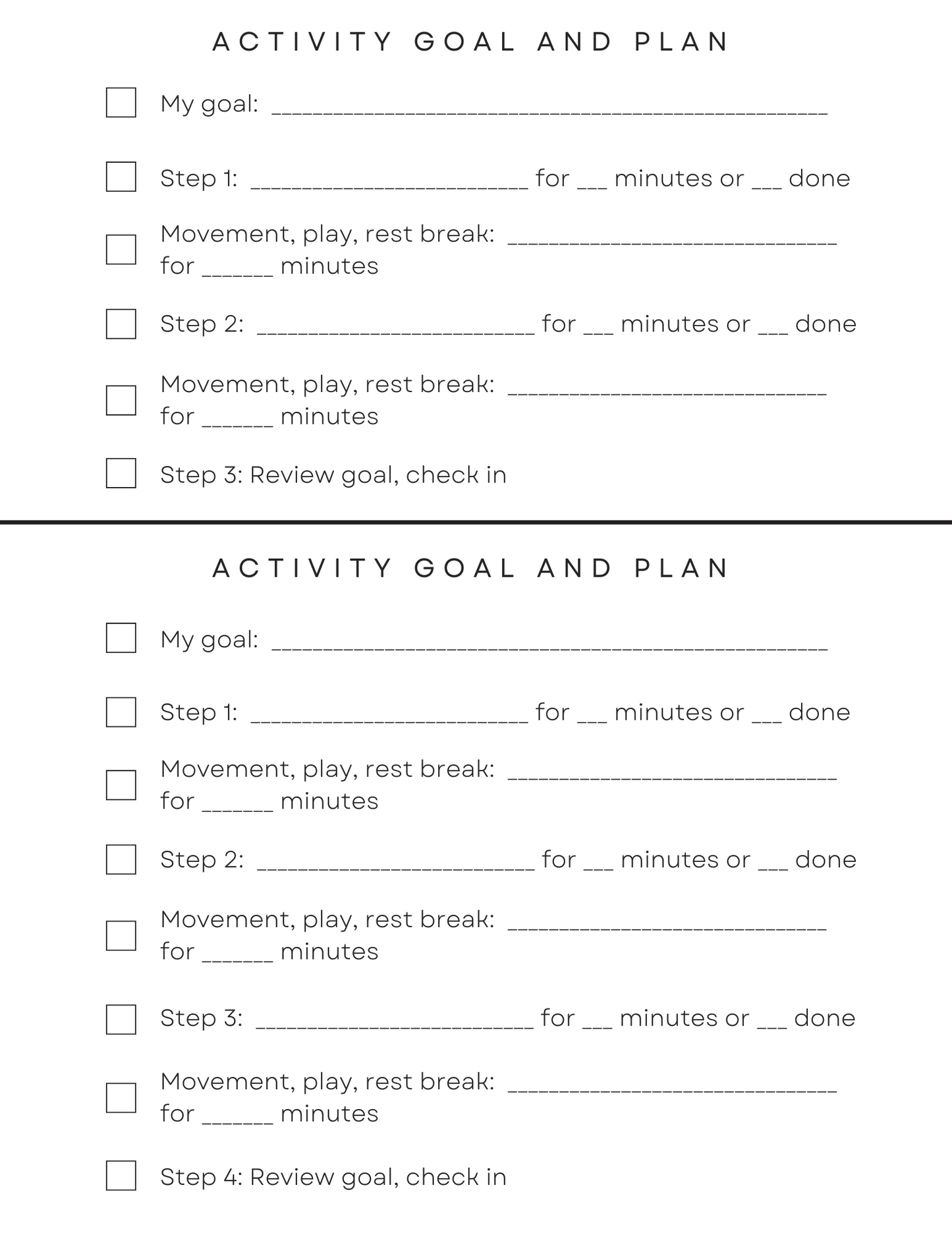 Screen Time & Work Goal-Setting & Plan