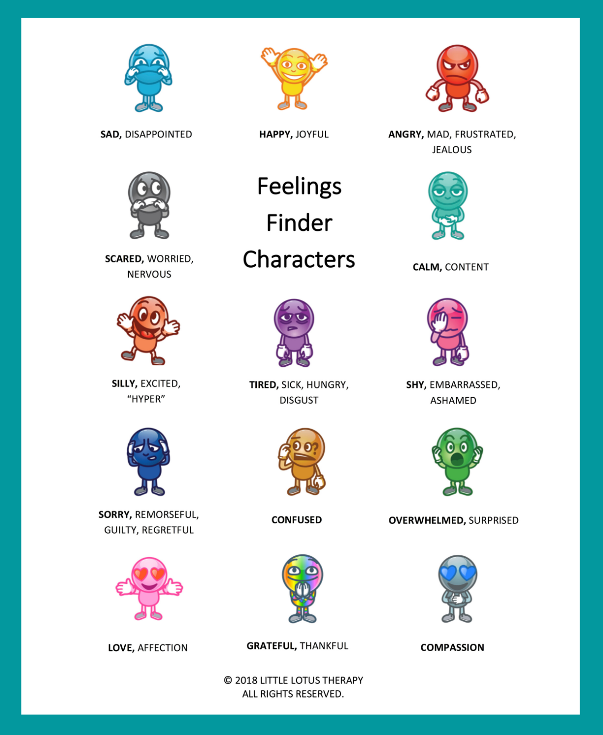 Feelings Finder Character Key