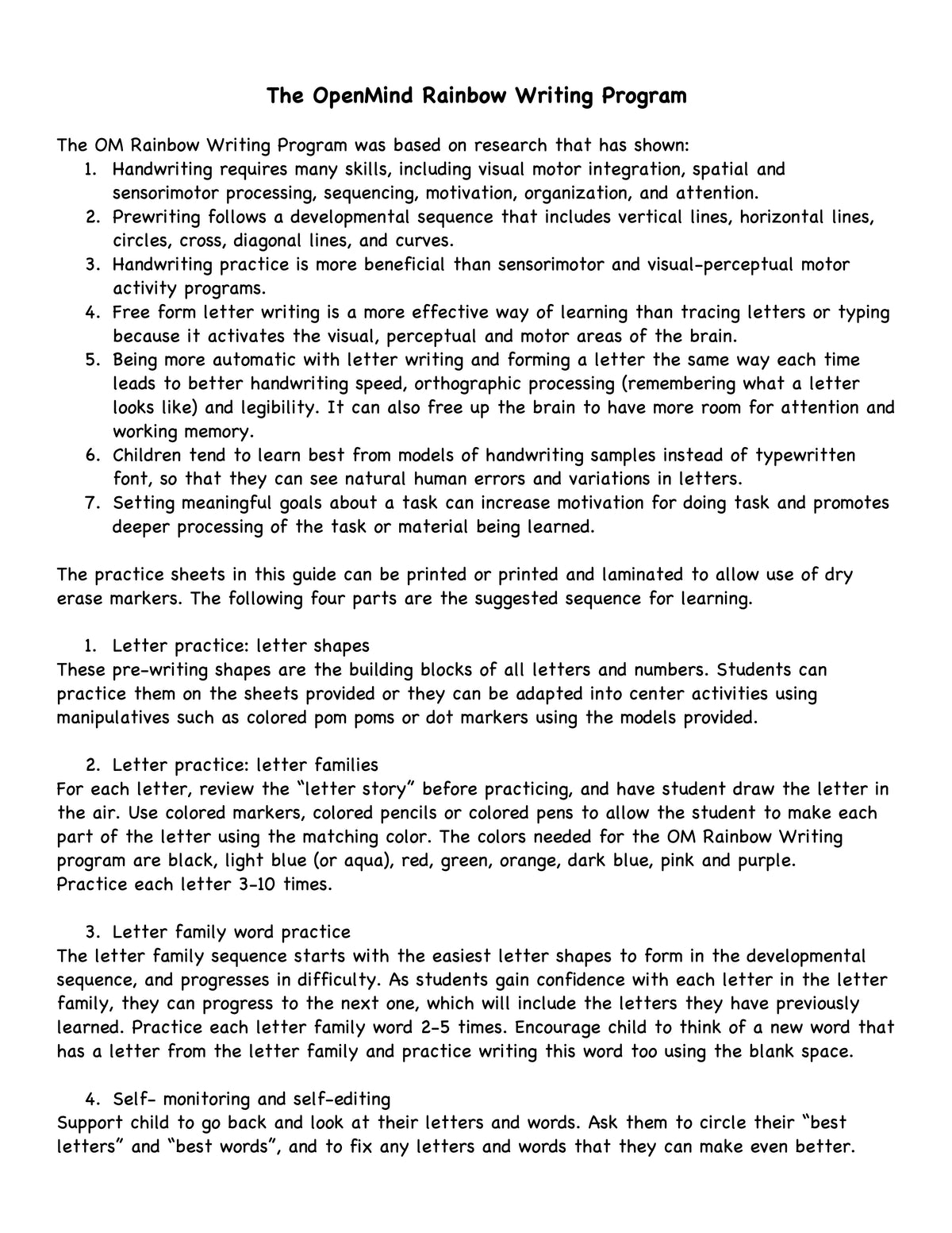 OpenMind Rainbow Writing Intro Guide
