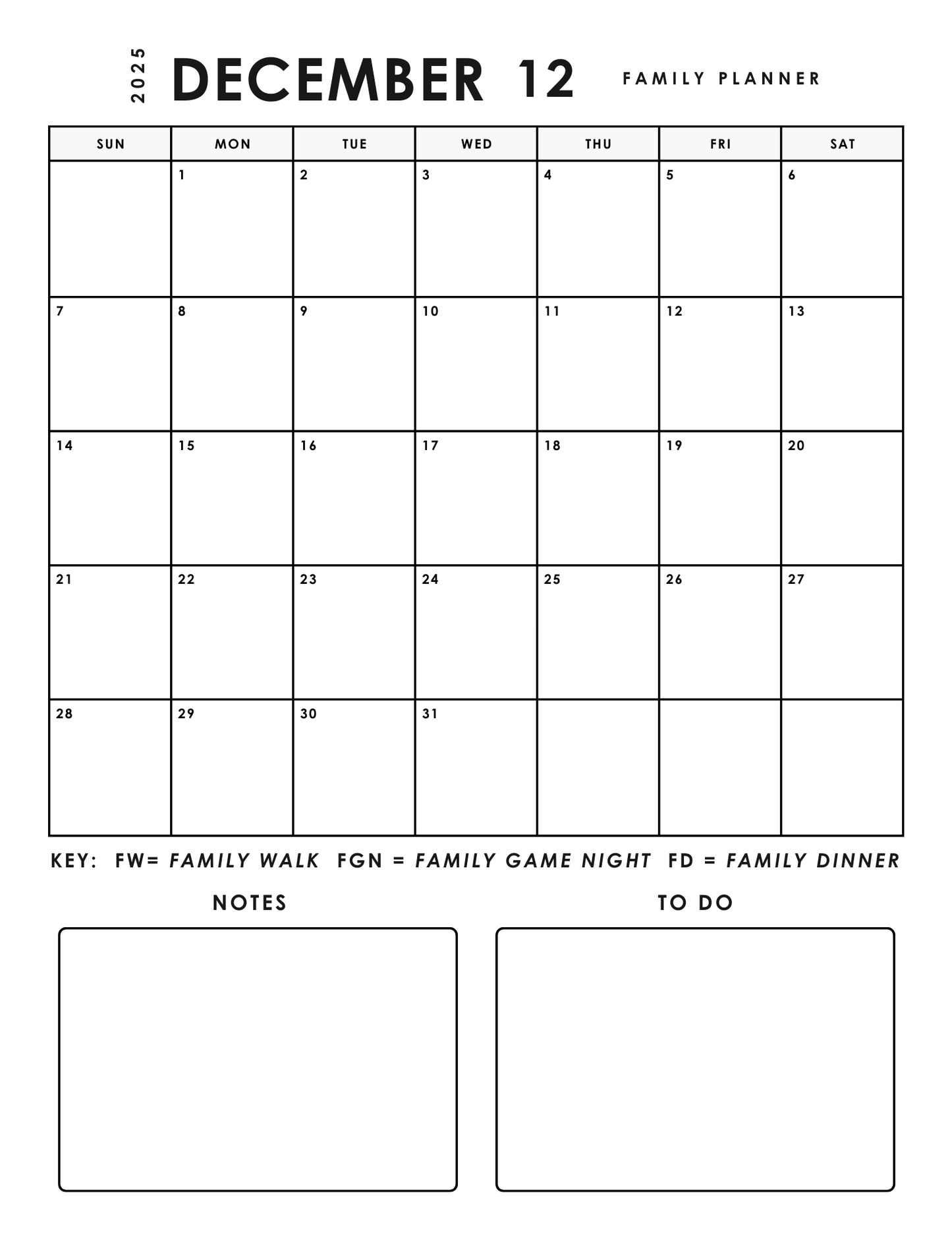 S.T.R.O.N.G. Goals and December Family Planning Tools