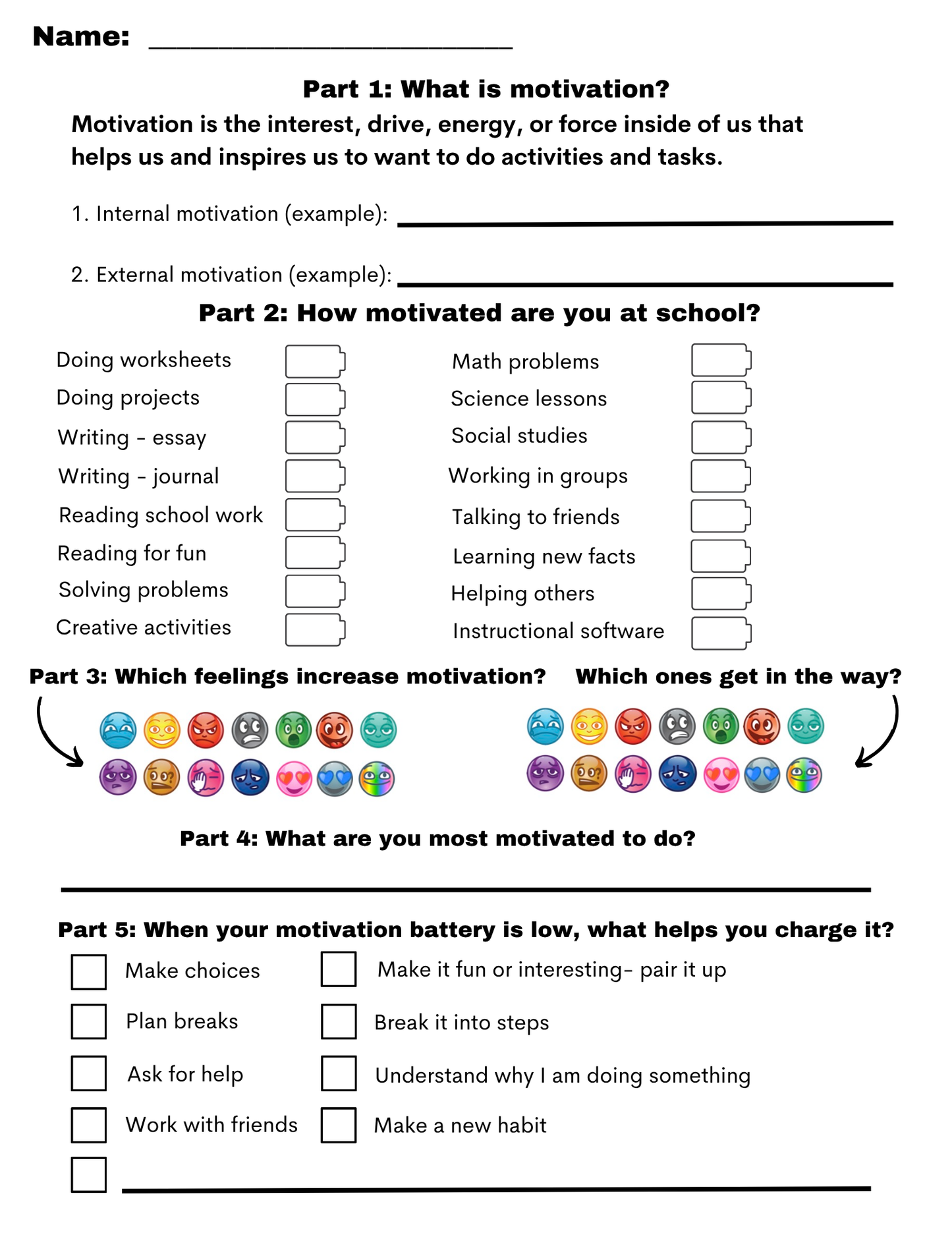 Motivation lesson and goal setting plan