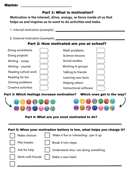 Motivation lesson and goal setting plan