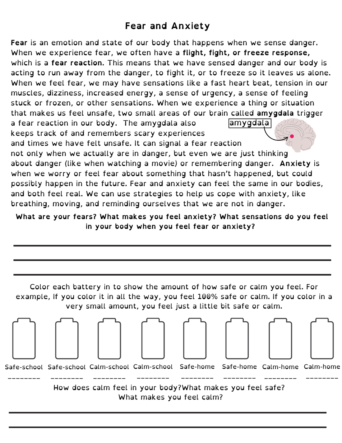 Fear and Anxiety Lesson – Little Lotus Therapy