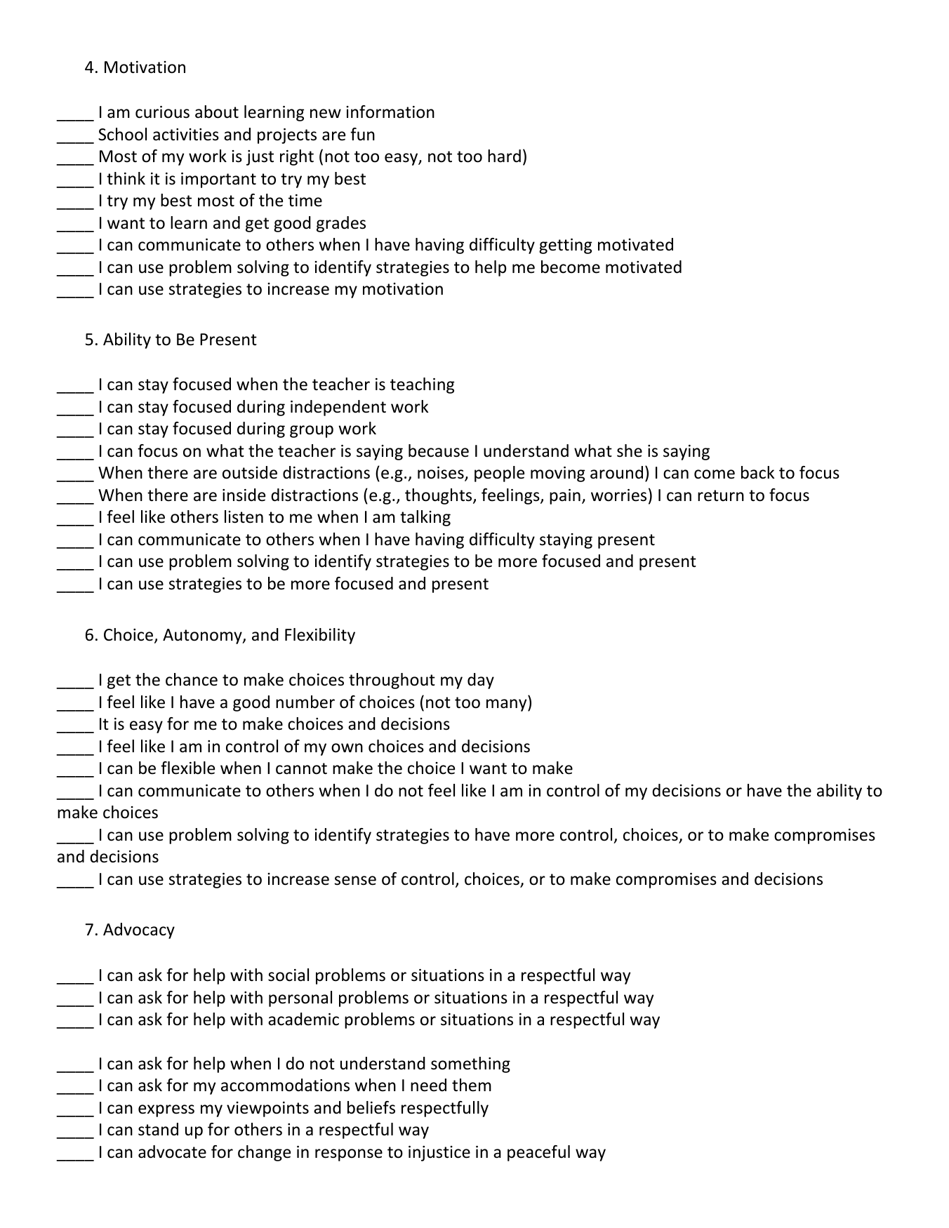 Meaningful Occupational Engagement Checklist and Self-Assessment