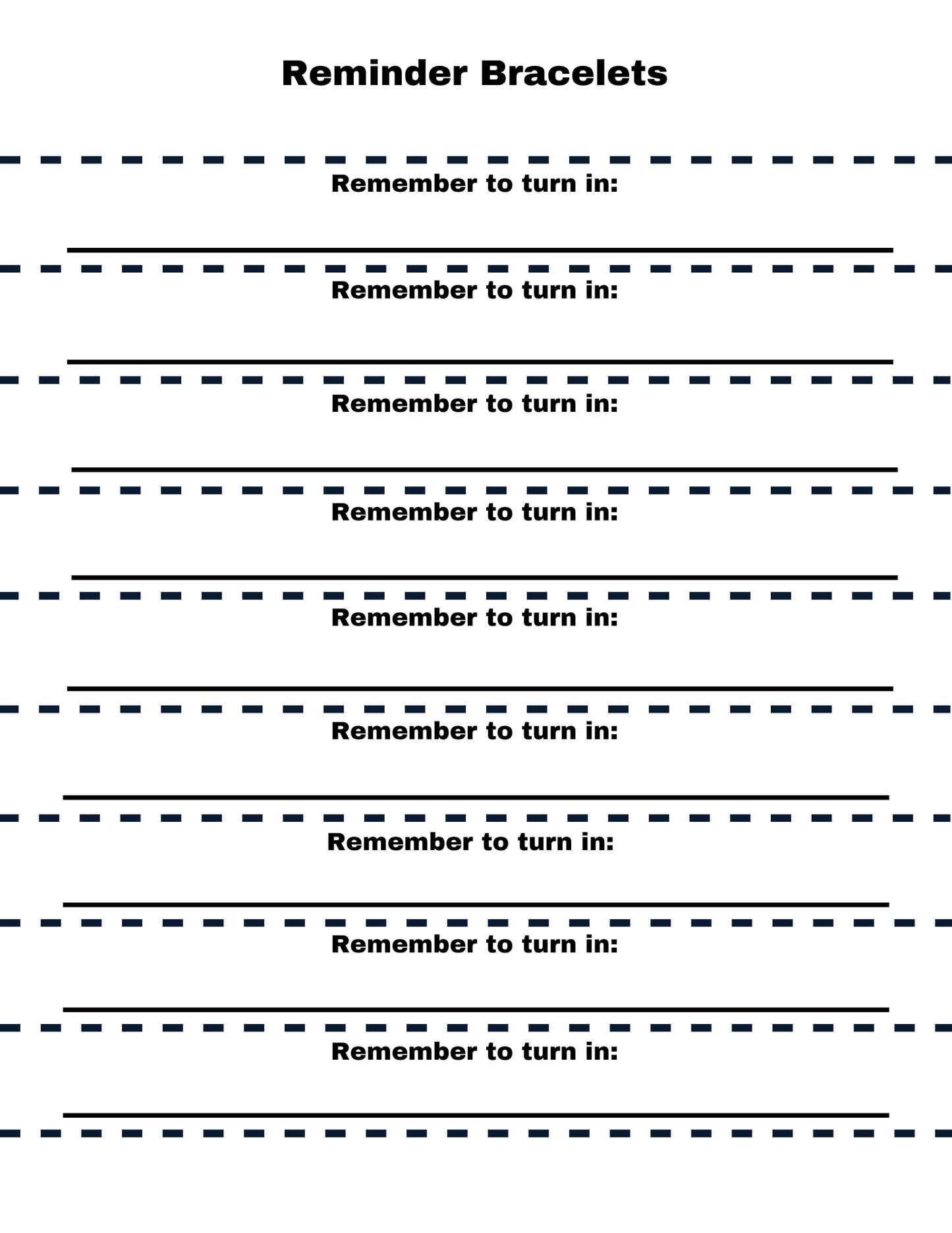 Reminder bracelet templates