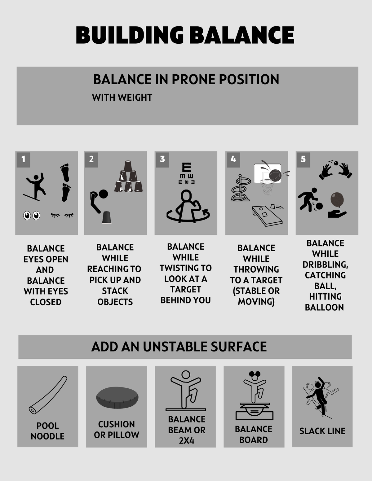 Movement Break, Yoga Cards, Physical and Mental Challenge Cards, Balance Infographic, and E card