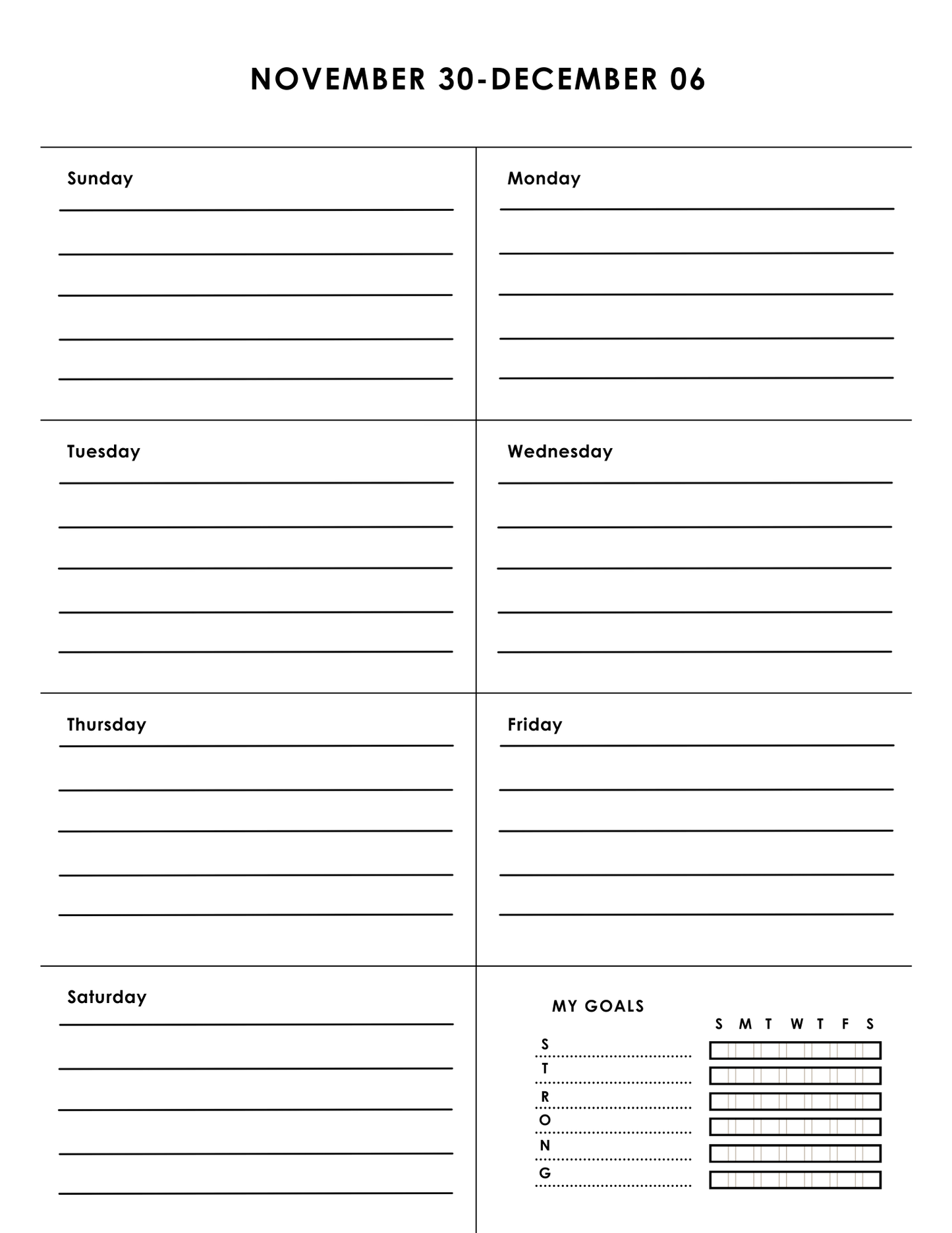 S.T.R.O.N.G. Goals and December Family Planning Tools