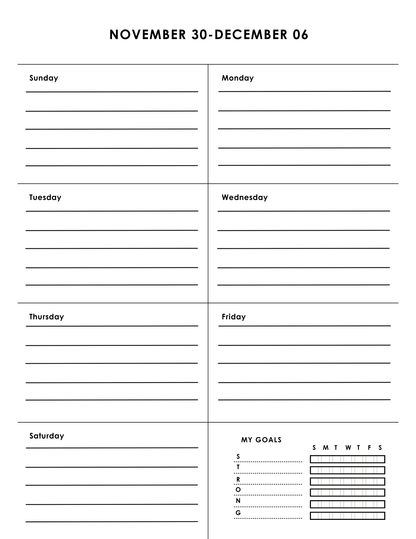 S.T.R.O.N.G. Goals and December Family Planning Tools