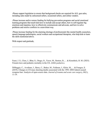 Template letter to advocate for nonviolence in schools