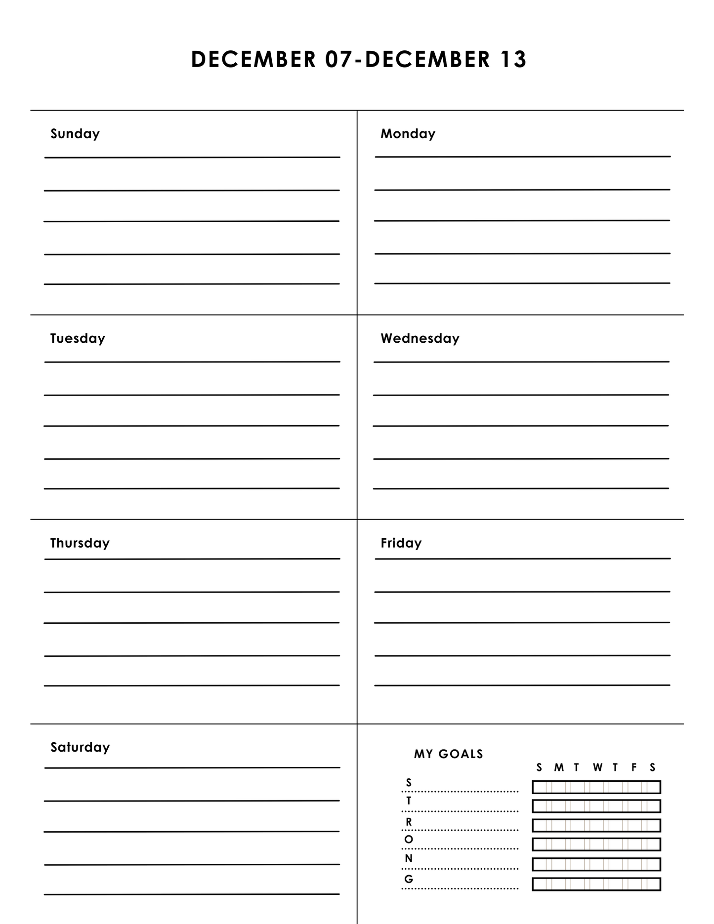 S.T.R.O.N.G. Goals and December Family Planning Tools