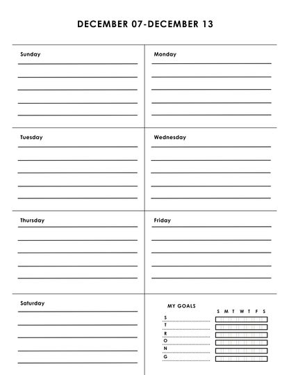 S.T.R.O.N.G. Goals and December Family Planning Tools