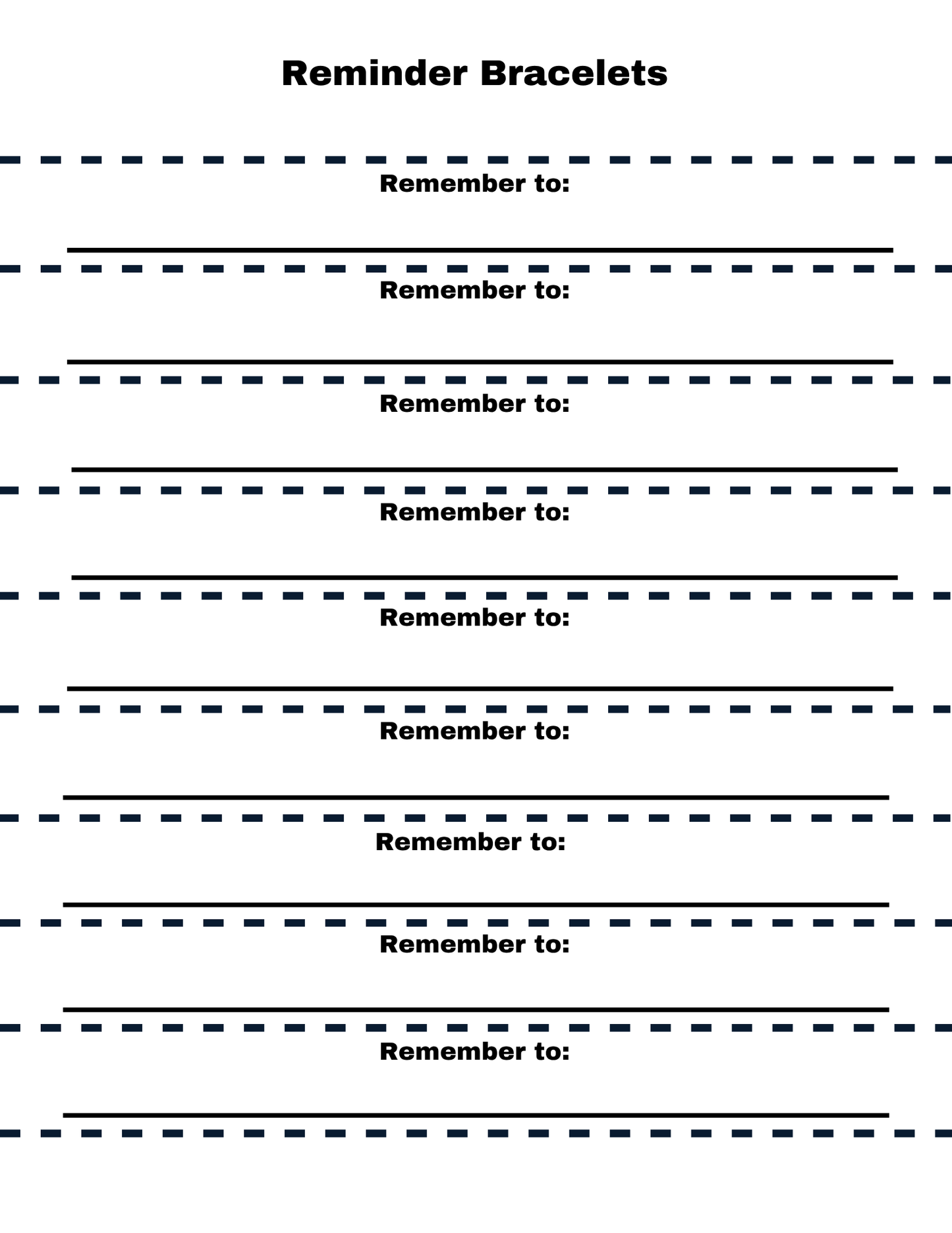 Reminder bracelet templates