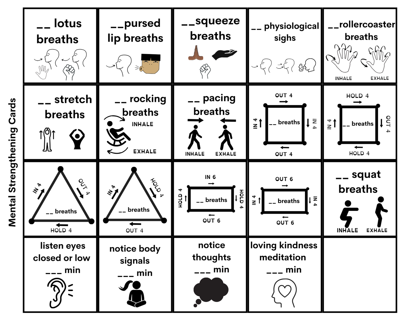 Movement Break, Physical and Mental Challenge Cards