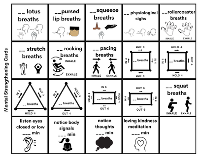 Movement Break, Physical and Mental Challenge Cards