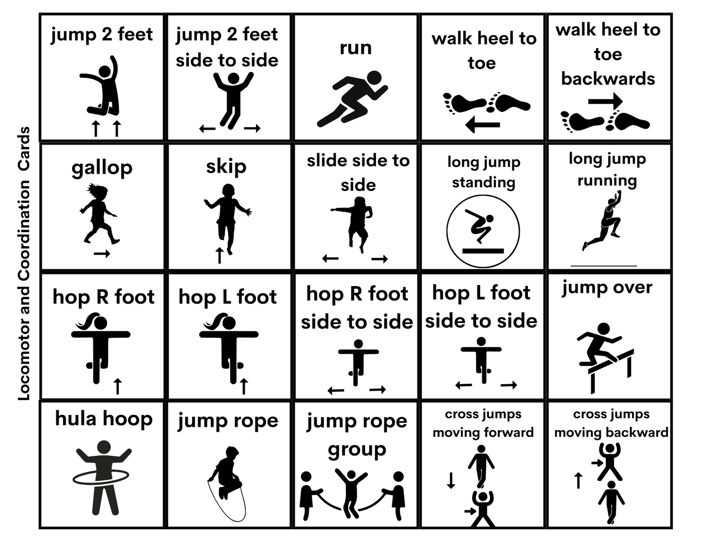 Movement Break, Physical and Mental Challenge Cards