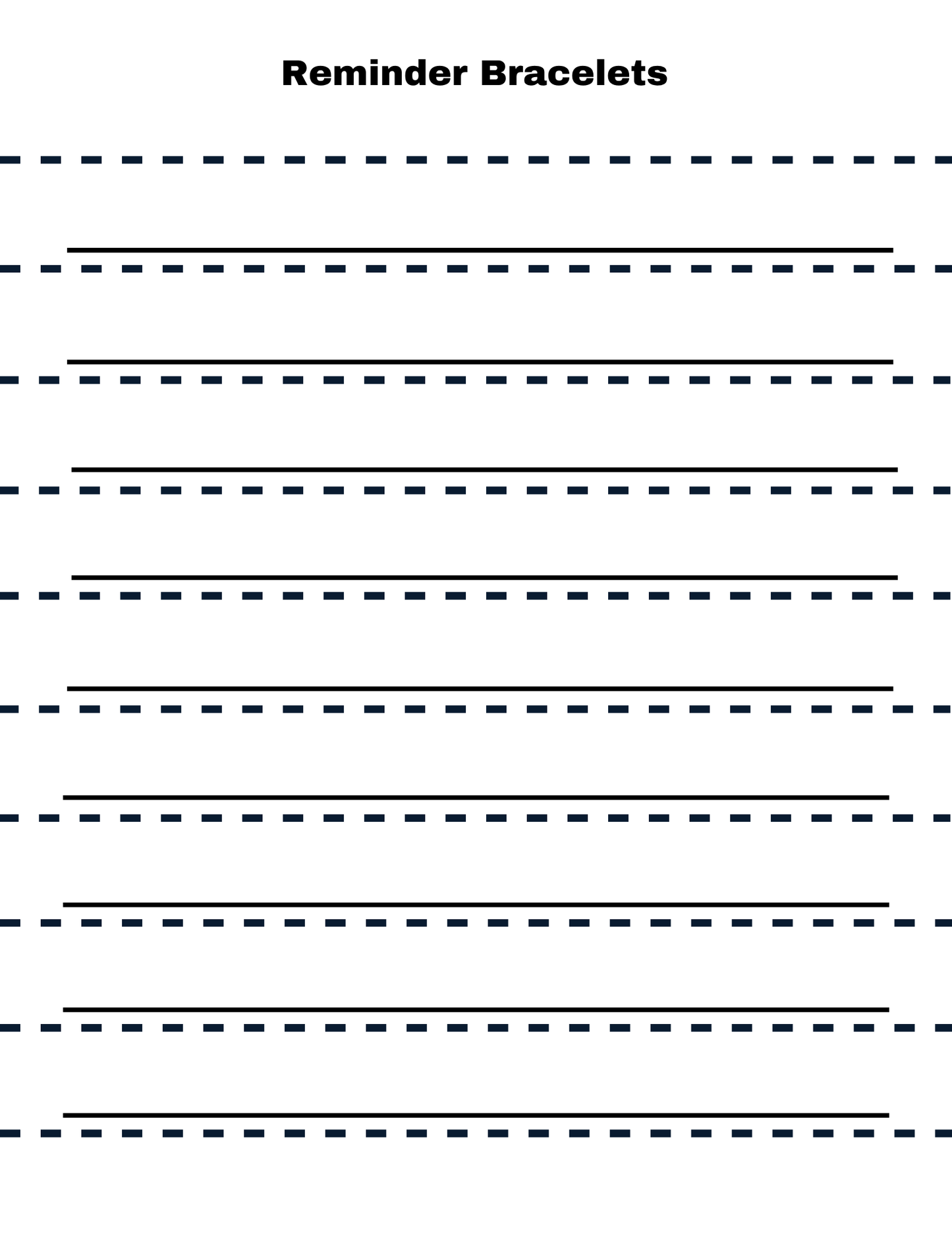 Reminder bracelet templates