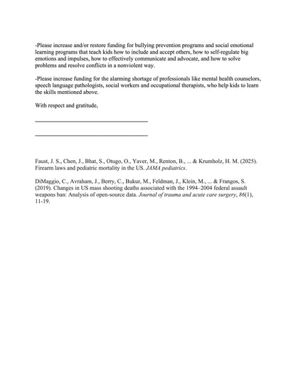 Template letter to advocate for nonviolence in schools