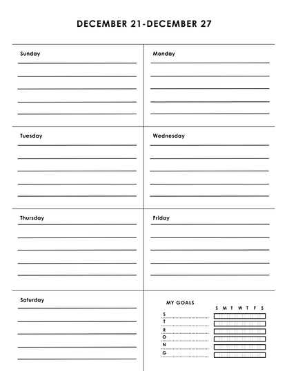 S.T.R.O.N.G. Goals and December Family Planning Tools