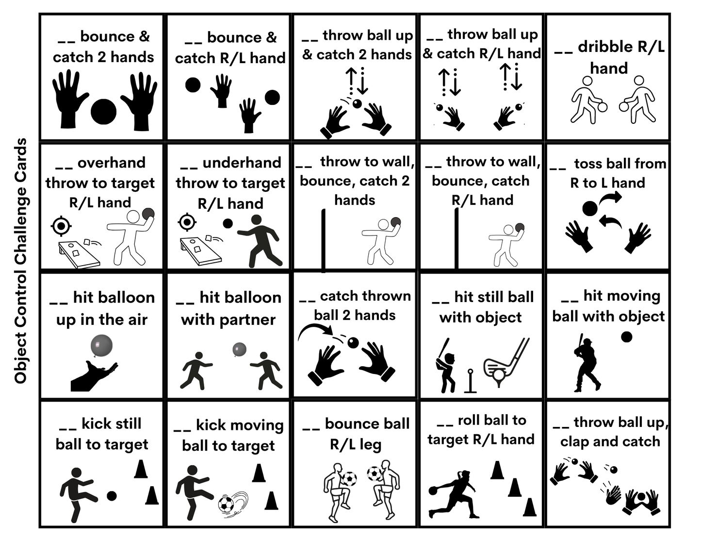 Movement Break, Physical and Mental Challenge Cards