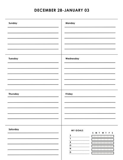 S.T.R.O.N.G. Goals and December Family Planning Tools