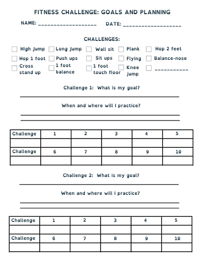 Fitness Challenge Goal and Planning Tool