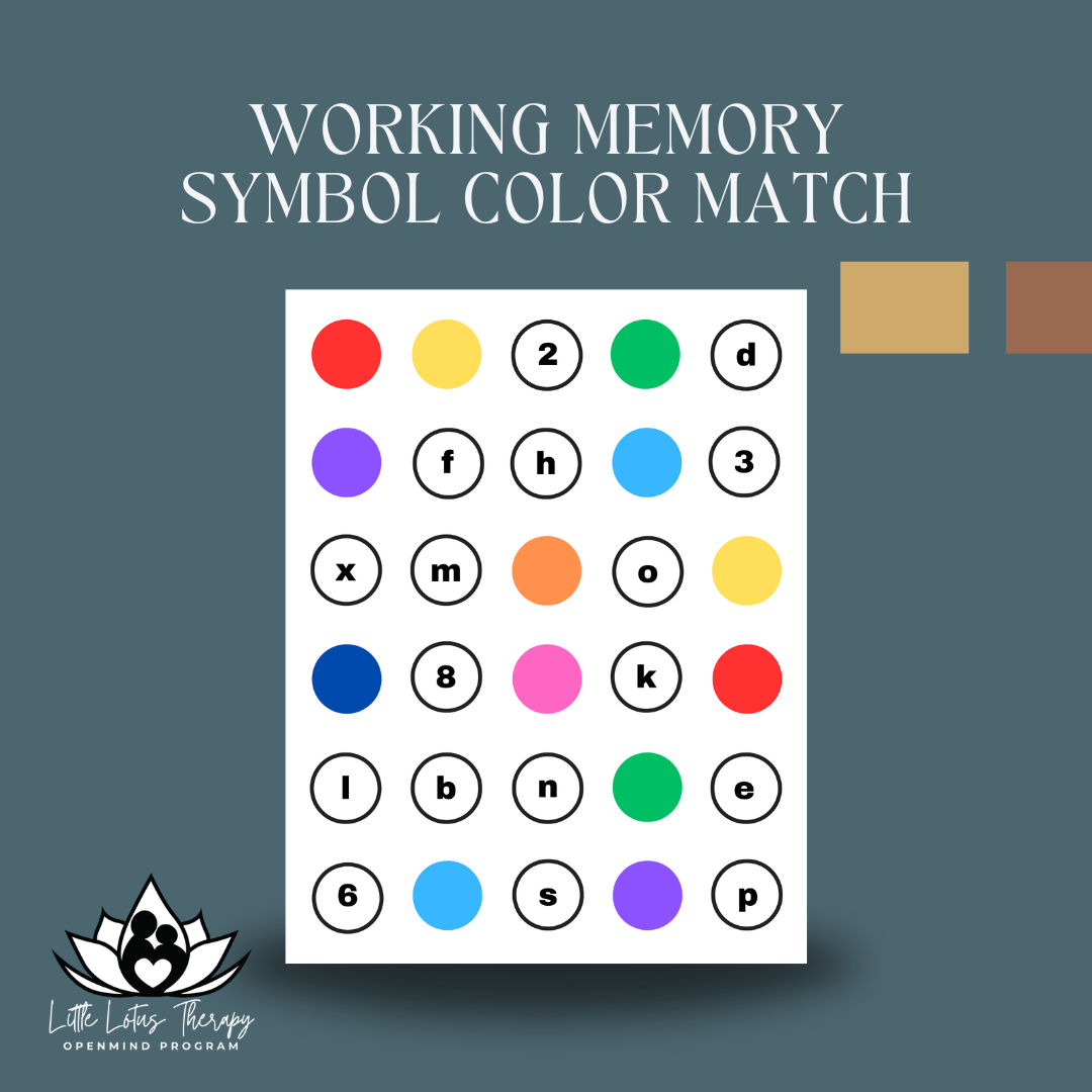 Learning Memory Symbol Working Memory Symbol Color Match – Little Lotus Therapy