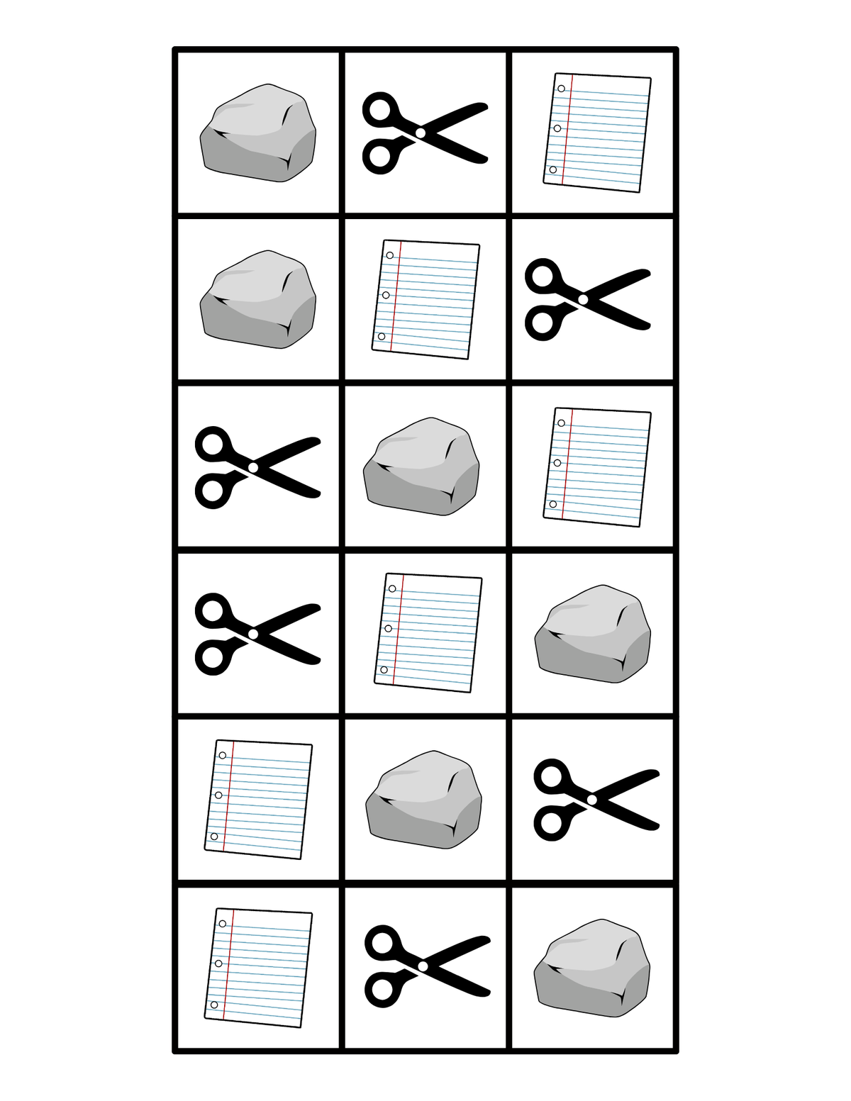 Rock Paper Scissors motor planning, focus and sequencing cards