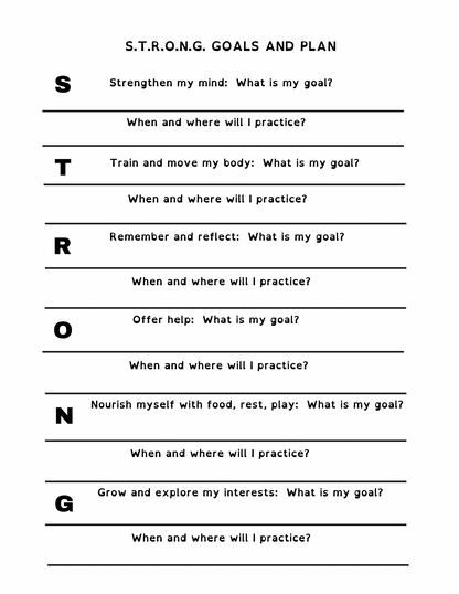 S.T.R.O.N.G. Goals and December Family Planning Tools