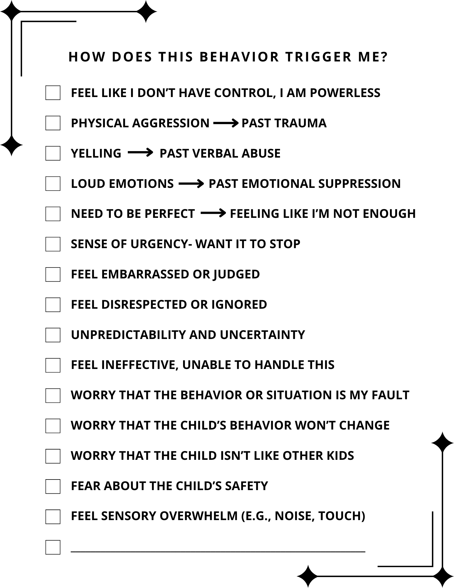 Child Behavior Trigger Checklist – Little Lotus Therapy