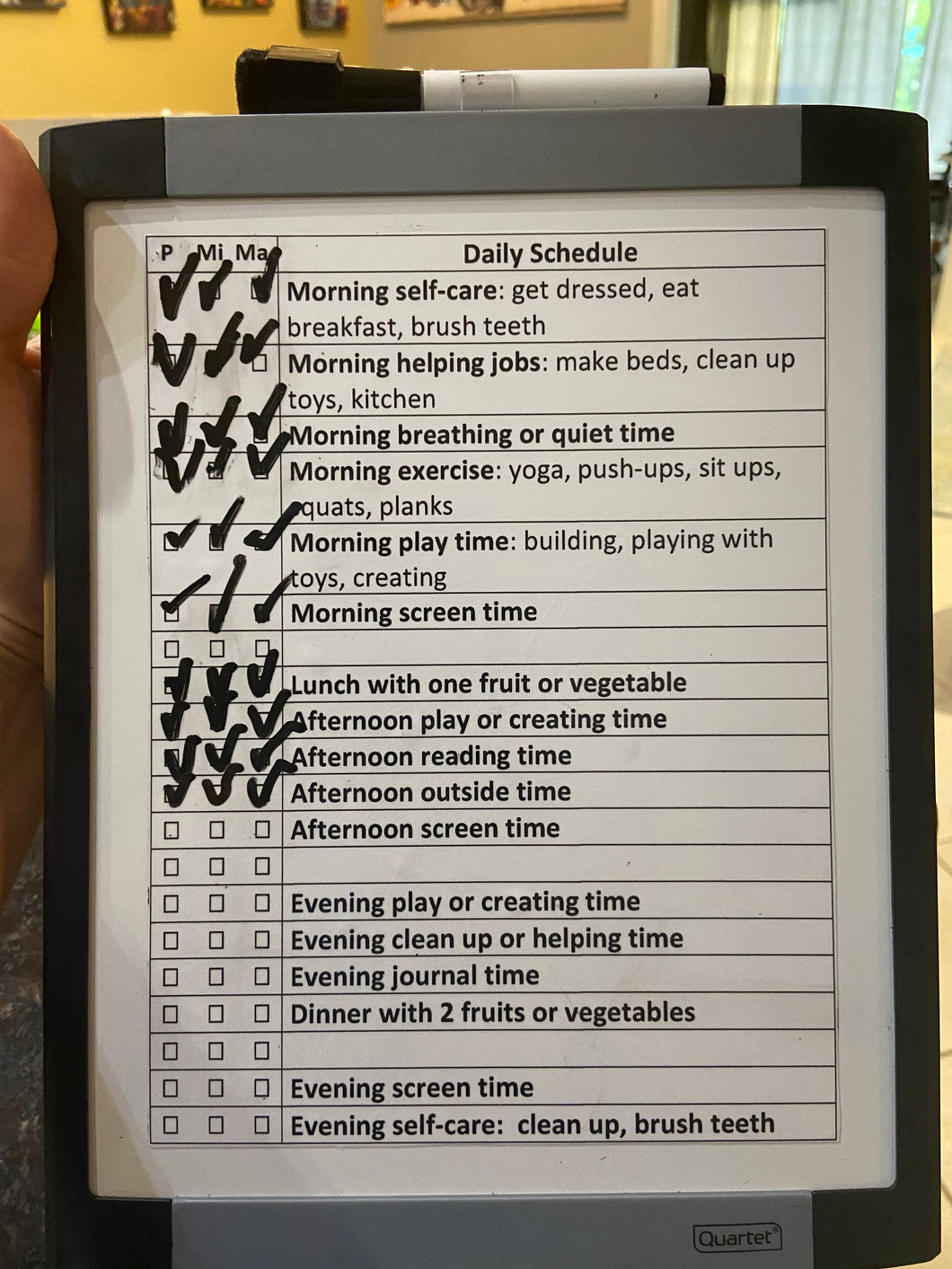 Daily activity checklist